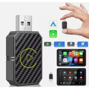 2-in-1 Wireless Carplay Adapter, Android Auto USB Dongle, Connect Box For Factory Wired Cars