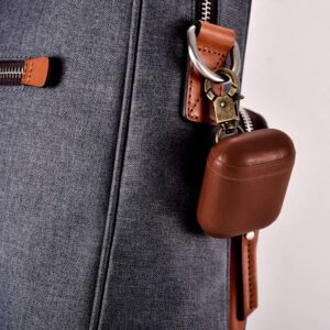 Genuine Leather Wireless Earbud Case With Loop Closure